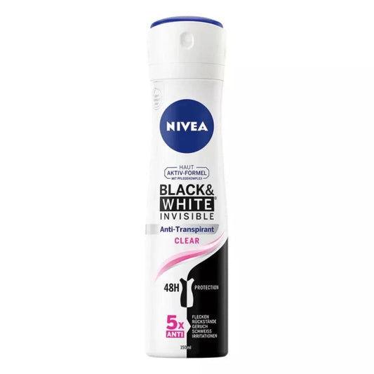 سبراي مزيل عرق NIVEA Black & White Invisible Clear  (150 مل)